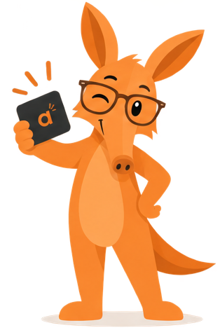 Ardo holding a card